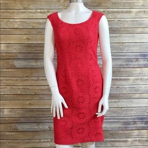 Adrianna Papell Coral Crochet Lace Shift Size 6